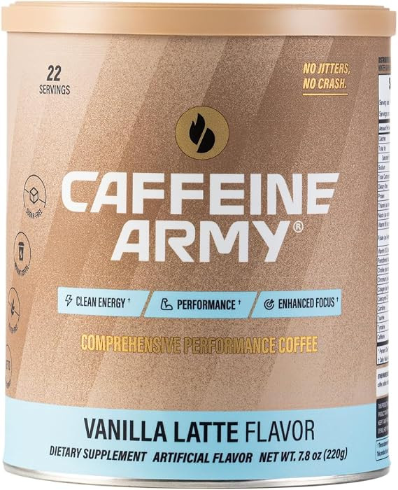 CAFFEINE ARMY Vanilla Latte | Functional Coffee with Collagen Peptides, MCTs, CoQ10 and Adaptogen... | Amazon (US)