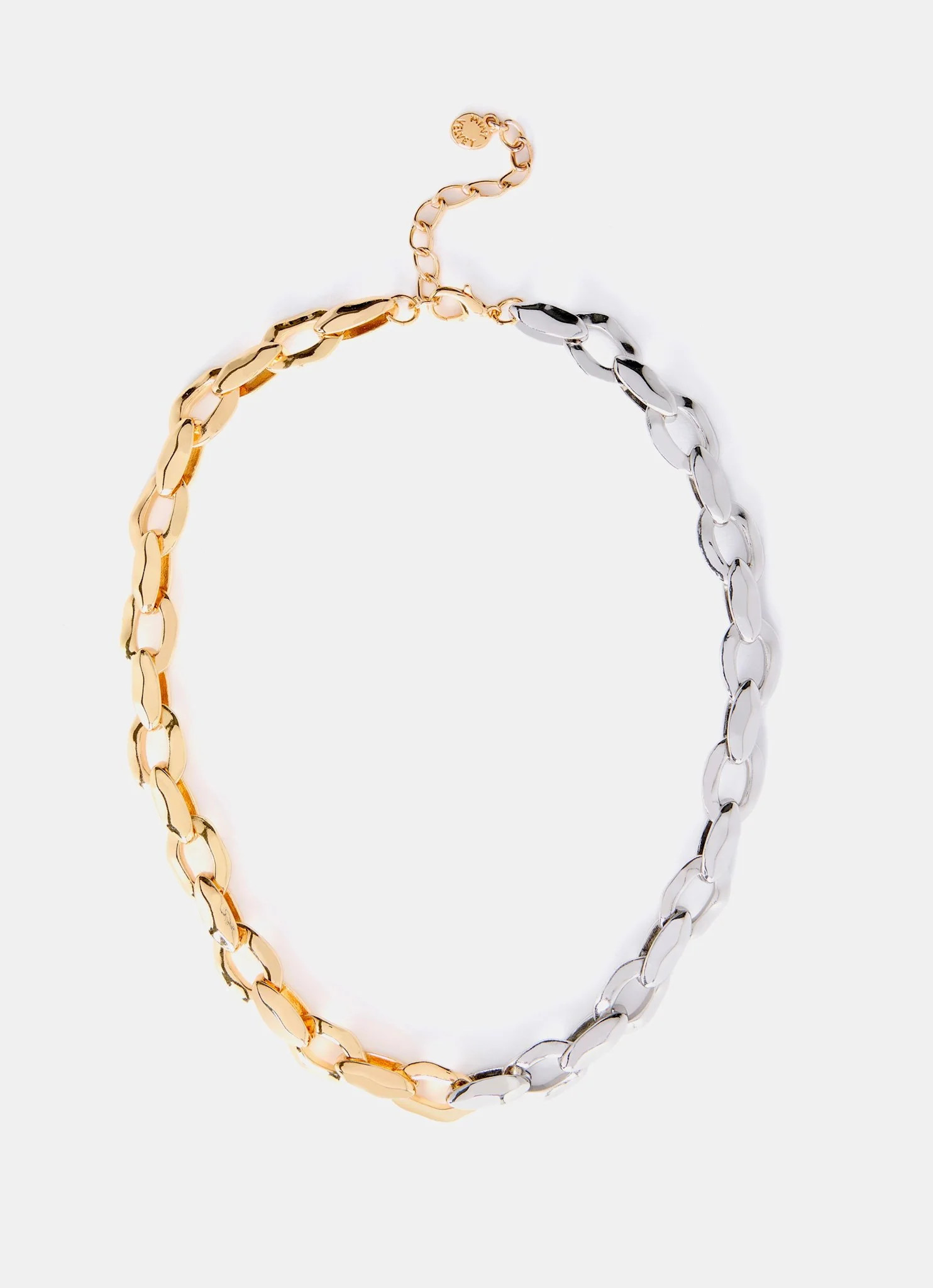 Mixed Metal Hammered Chain Necklace | Mint Velvet