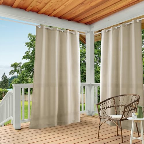 TOWN & COUNTRY BASICS Cabana Solid Heavyweight Indoor Outdoor Curtains, Light Filtering Opacity with Grommet Top, Water Repellent, 2-Pack Set, 54"x120", Taupe | Amazon (US)