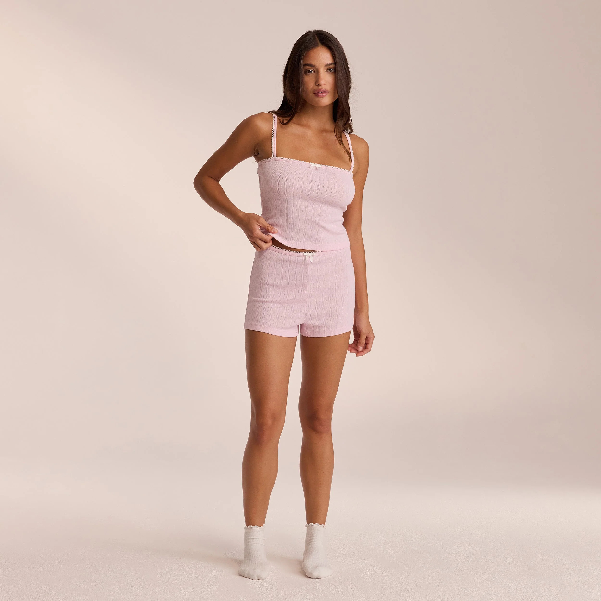 Pointelle Pyjama Shorts - Pink | Lounge UK
