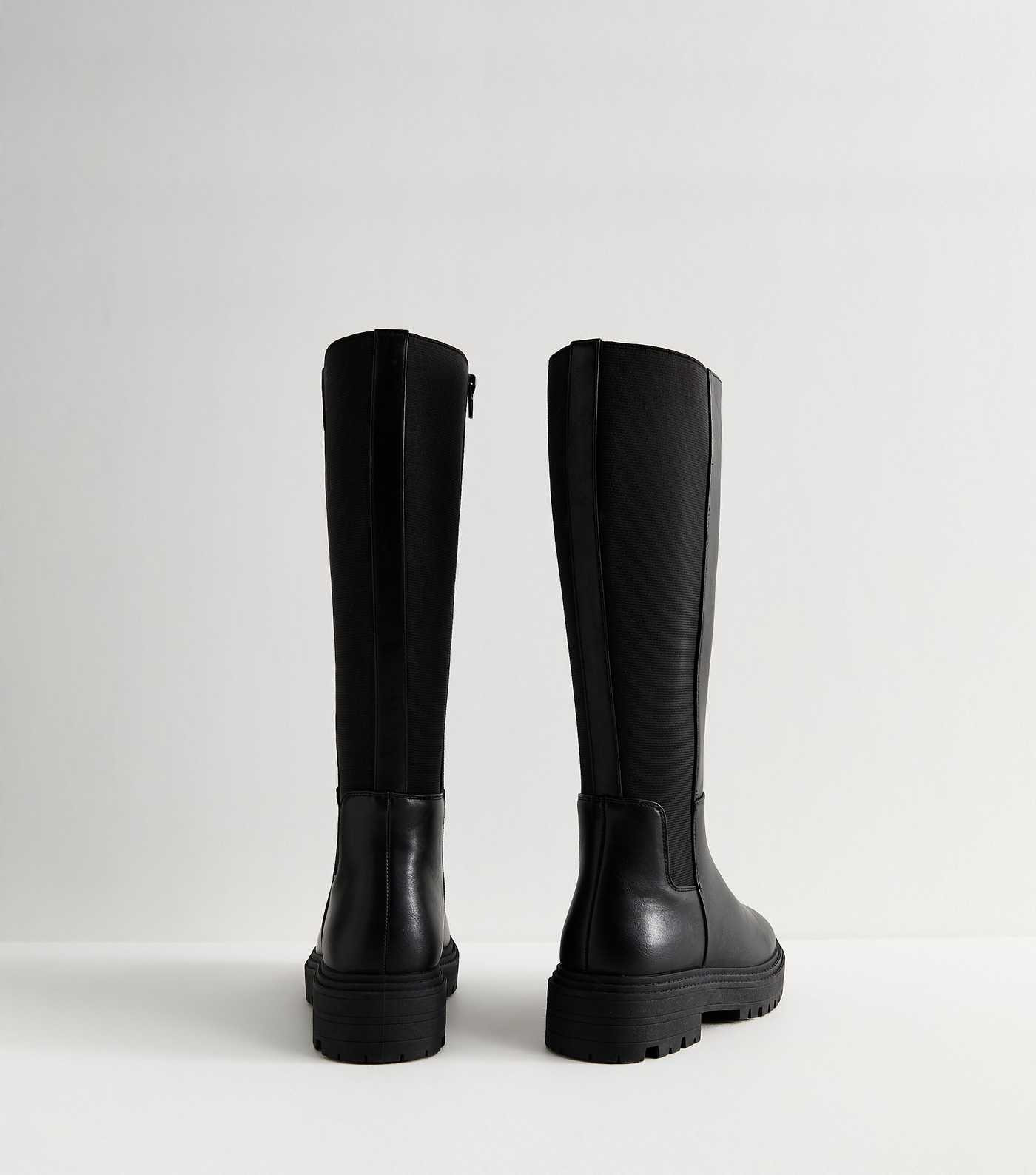 Wide Fit Black Faux Leather Knee High Boots | New Look | New Look (UK)