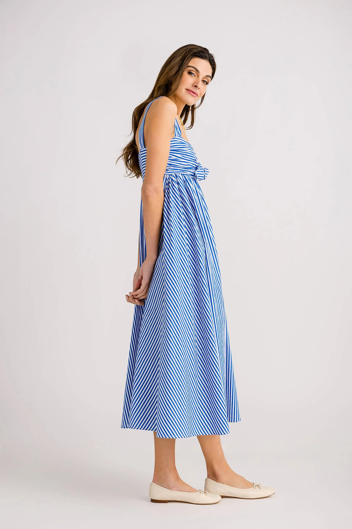 Olivaceous Striped Midi Dress | Social Threads