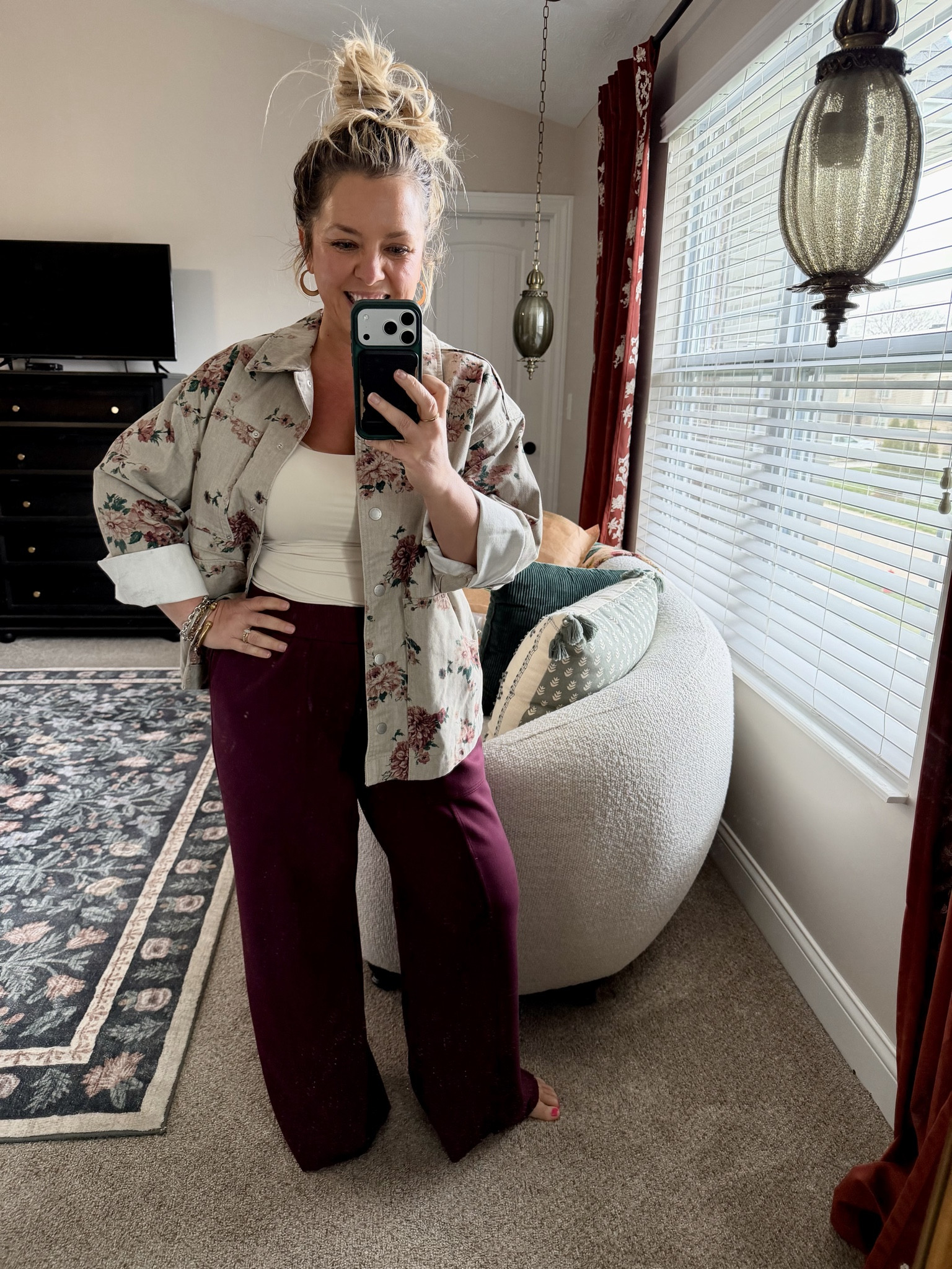 Cutest floral Target denim jacket & Amazon pants that feel so high end! I sized down to a small in the jacket & wearing my true size large in the pants  

#LTKMidsize #LTKPetite