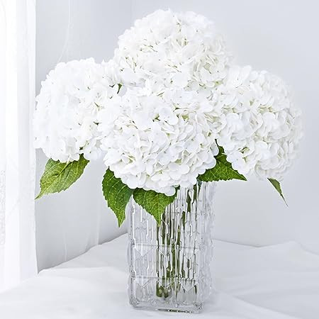 Dolicer 4 Pcs 21'' Real Touch Hydrangea Artificial Flowers, Lifelike Large Latex Faux Hydrangea F... | Amazon (US)