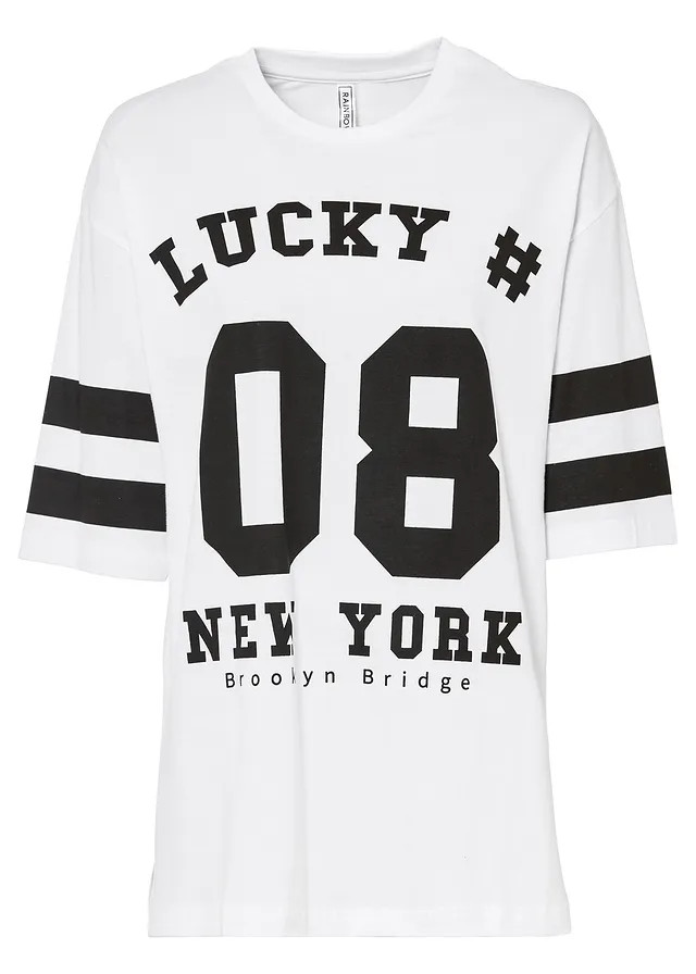 Shirt met print van biologisch katoen wit-zwart met print | Bonprix NL (Influencer)