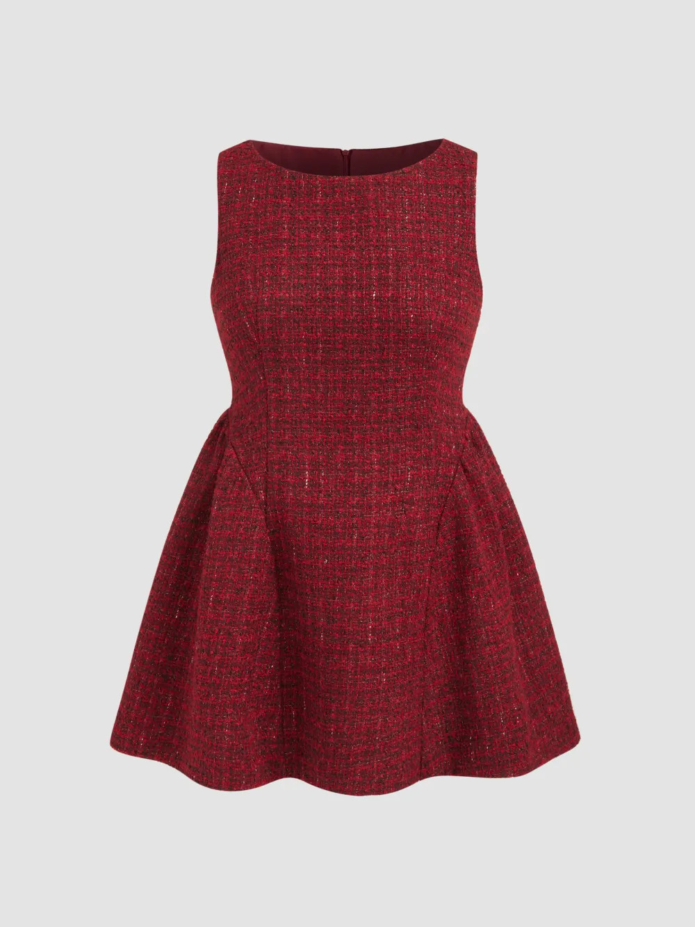 Tweed Dress Tweed Tweed Boat Neck Zipper Ruffle Mini Dress Curve & Plus For Party/Clubbing | Cider