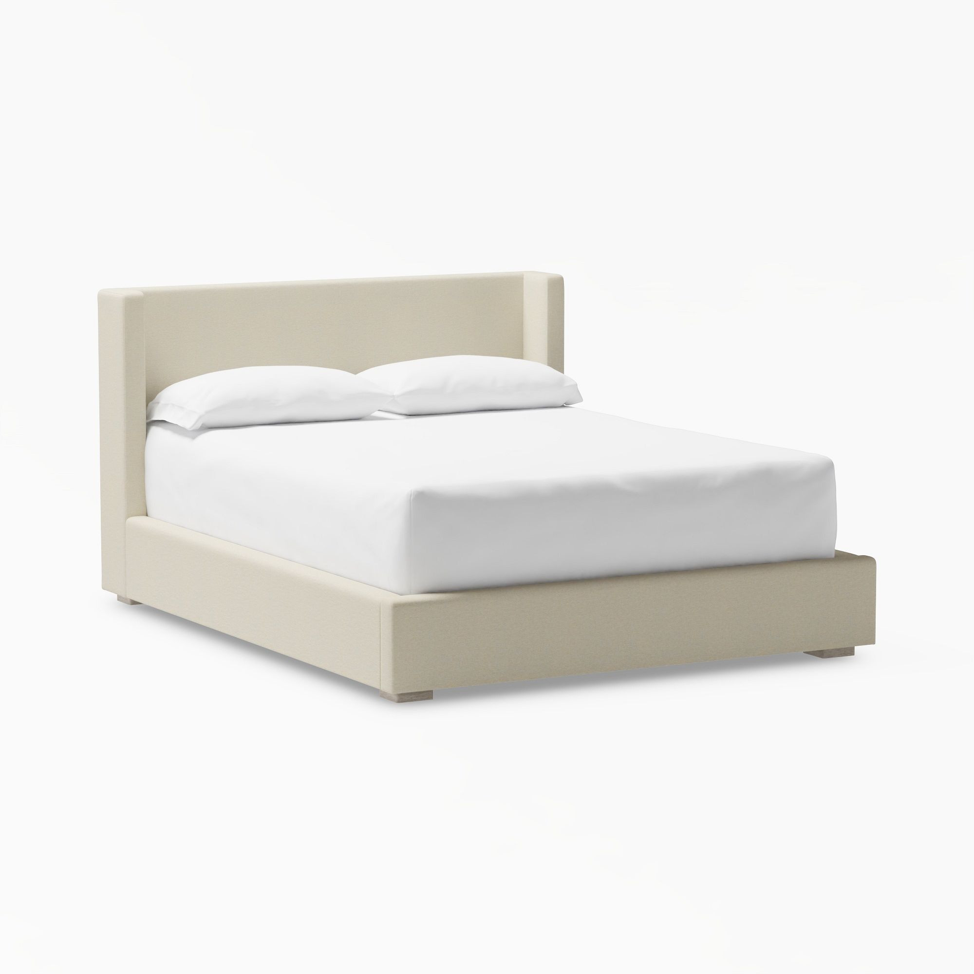Shelter Upholstered Classic Bed, Queen, Heathered Chenille Pebble | Pottery Barn Teen
