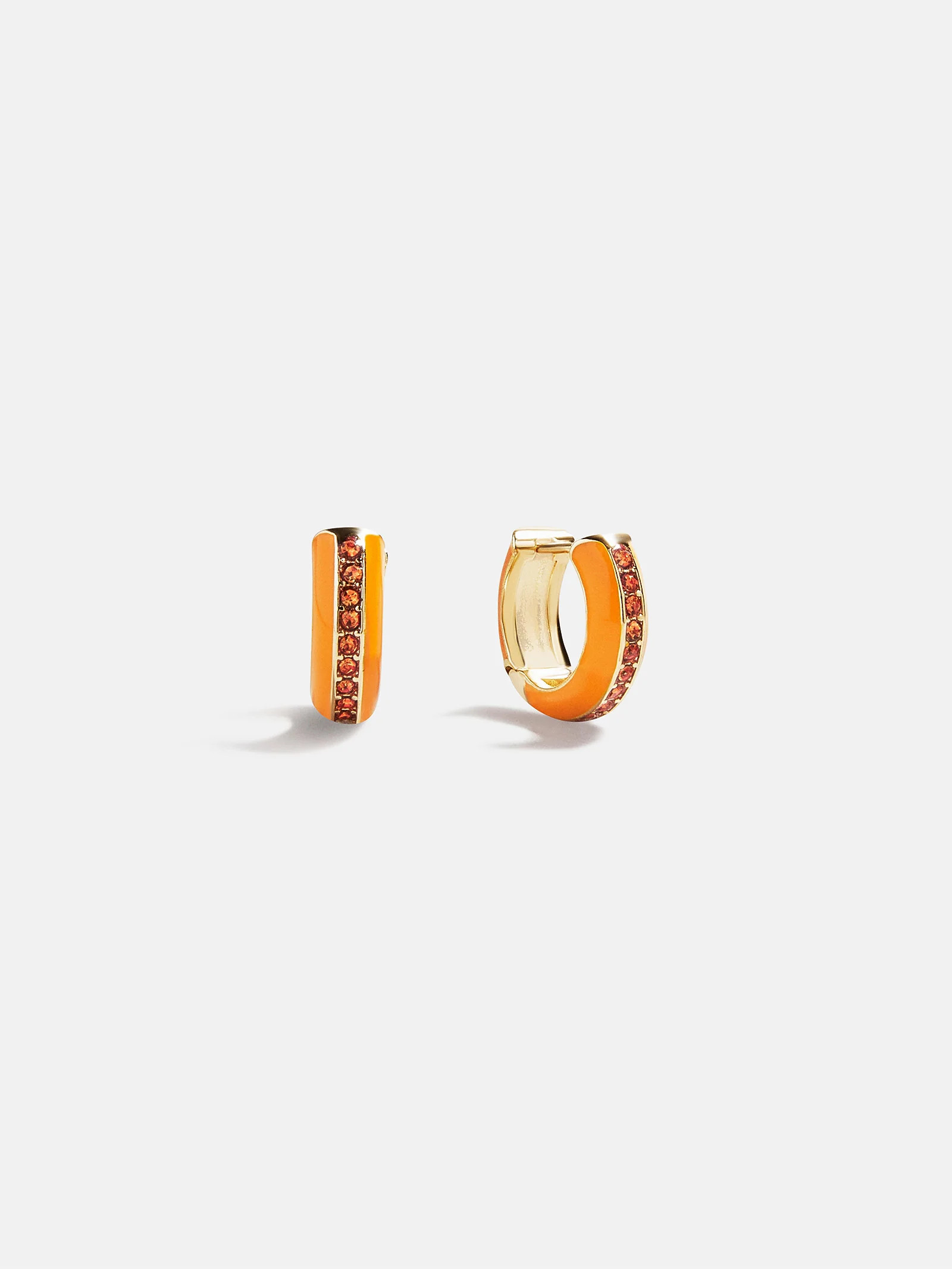 Game Day Enamel Huggie Earrings - Light Orange | BaubleBar
