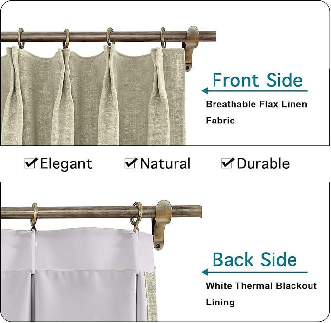 Prim Thermal Insulated Blackout Room Darkening Drapery/Drape Panels for Kids Bedroom Pinch Pleat ... | Amazon (US)