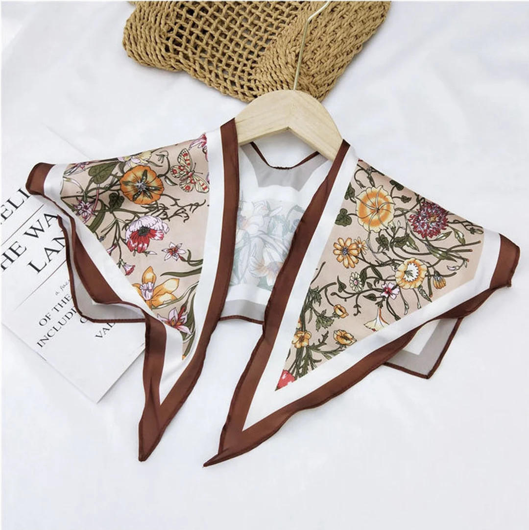 Women Silk Flower Scarves Detachable Necklace Collars, Female Shirt Fake Collar, Blouse Small Sca... | Etsy (UK)