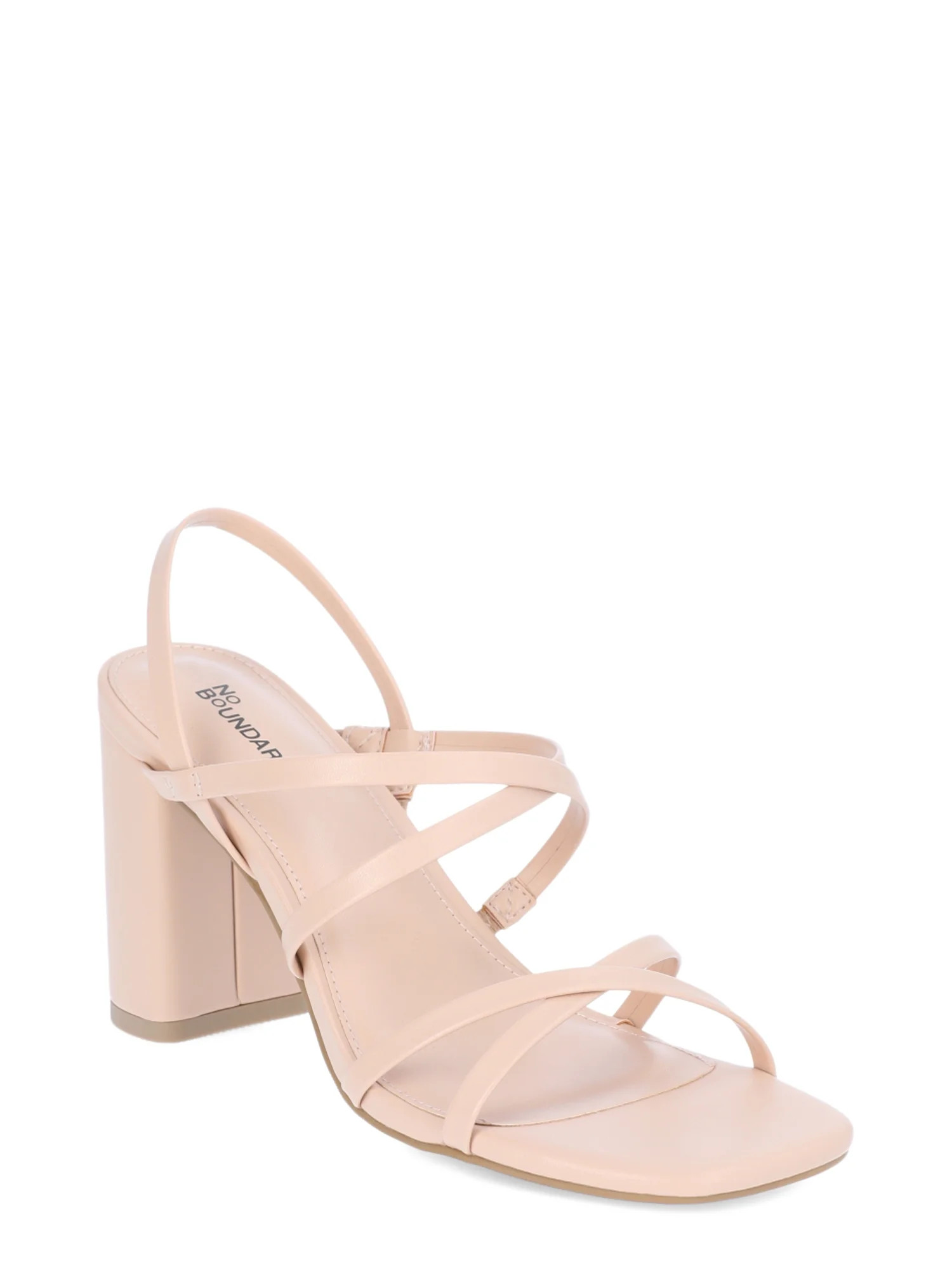 No Boundaries Women's Strappy Block Heel Sandals | Walmart (US)