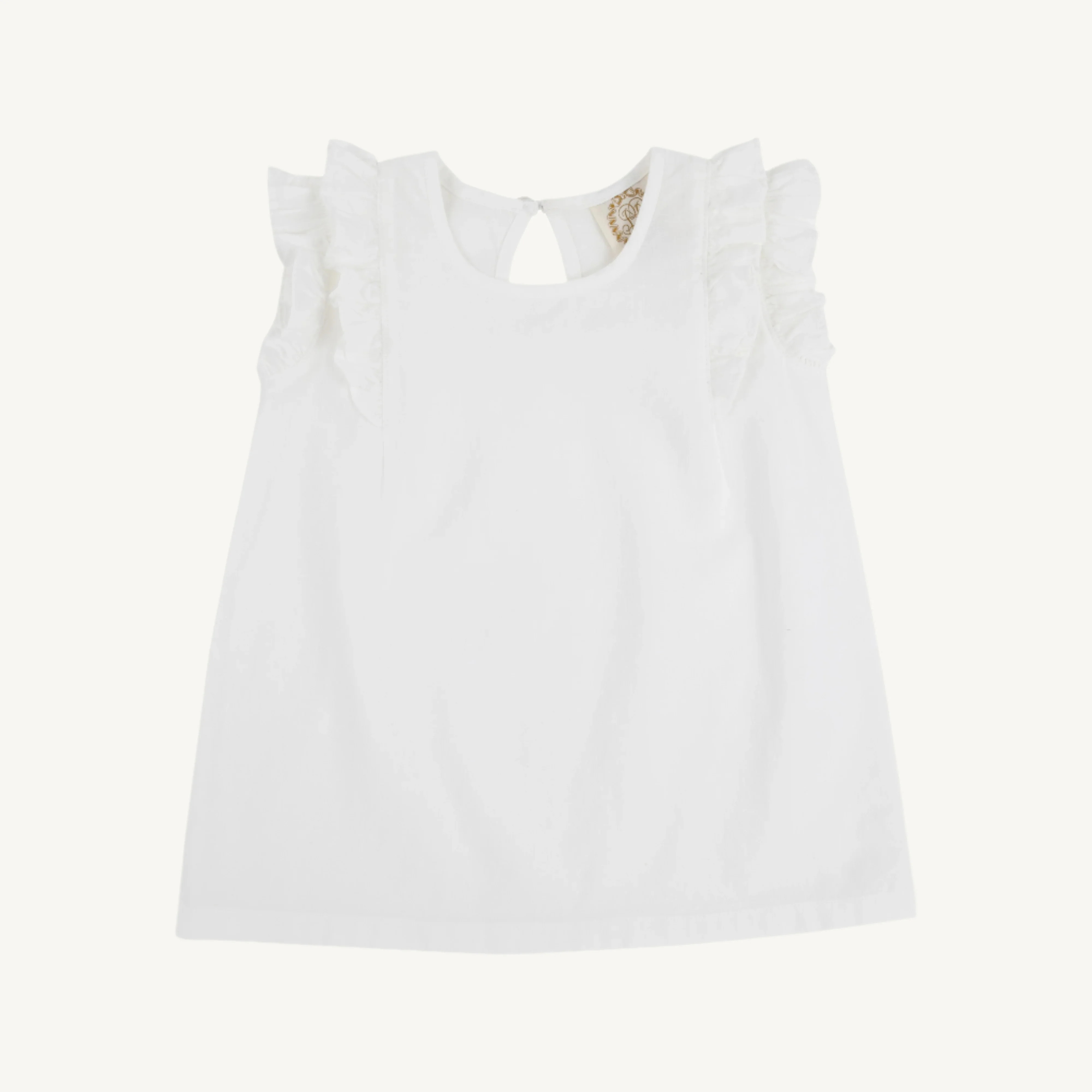 Ruehling Ruffle Top (Linen) - Worth Avenue White | The Beaufort Bonnet Company