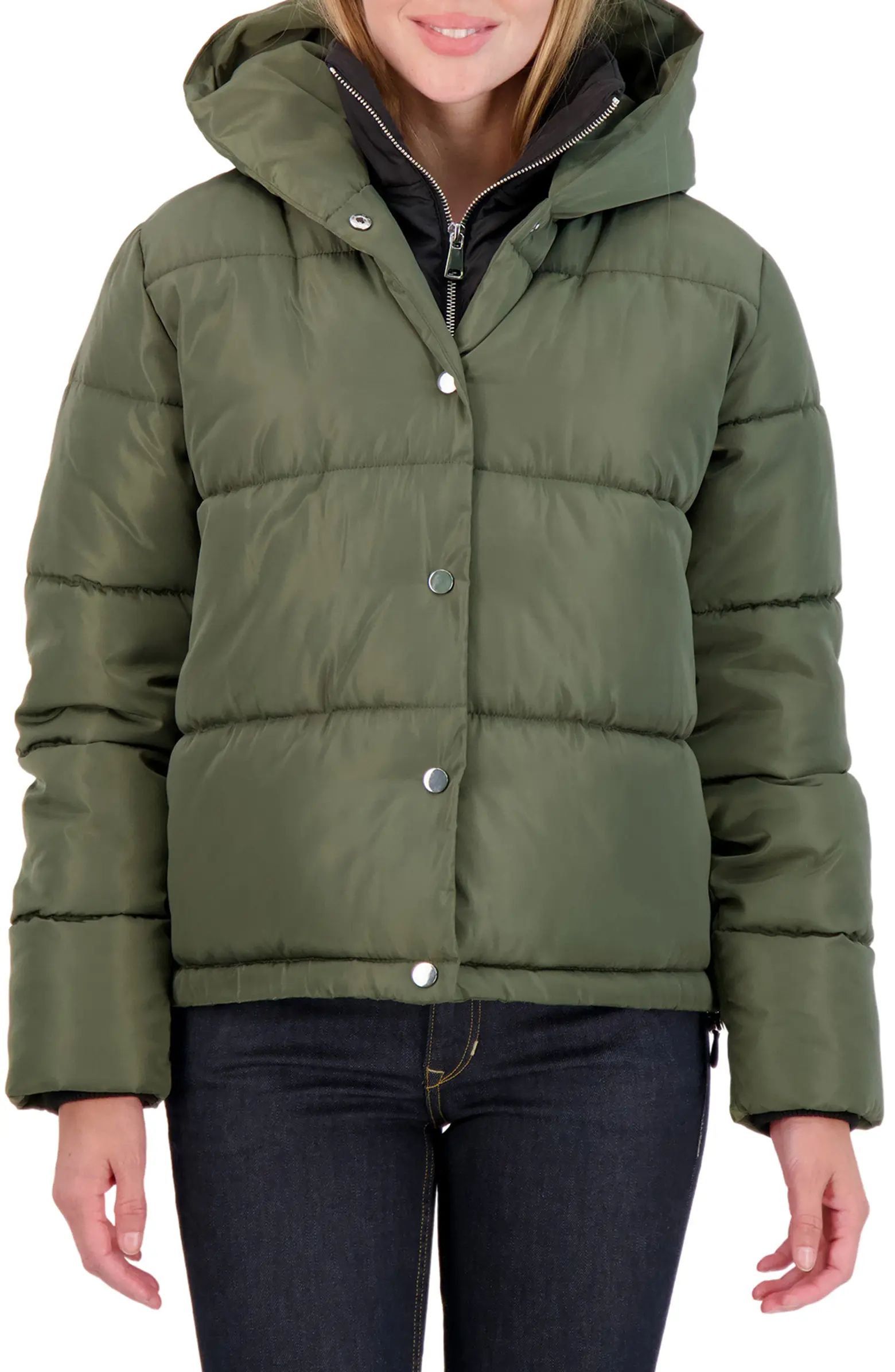 Hooded Bib Short Puffer Jacket | Nordstrom Rack