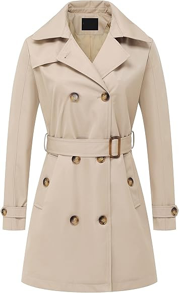Chrisuno Women's Double Breasted Trench Coats Mid-Length Belted Overcoat Long Dress Jacket with D... | Amazon (US)