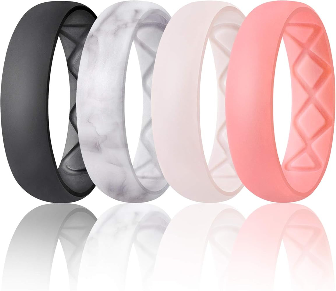 Egnaro Inner Arc Ergonomic Breathable Design, Silicone Rings for Women with Half Sizes, Women's S... | Amazon (US)