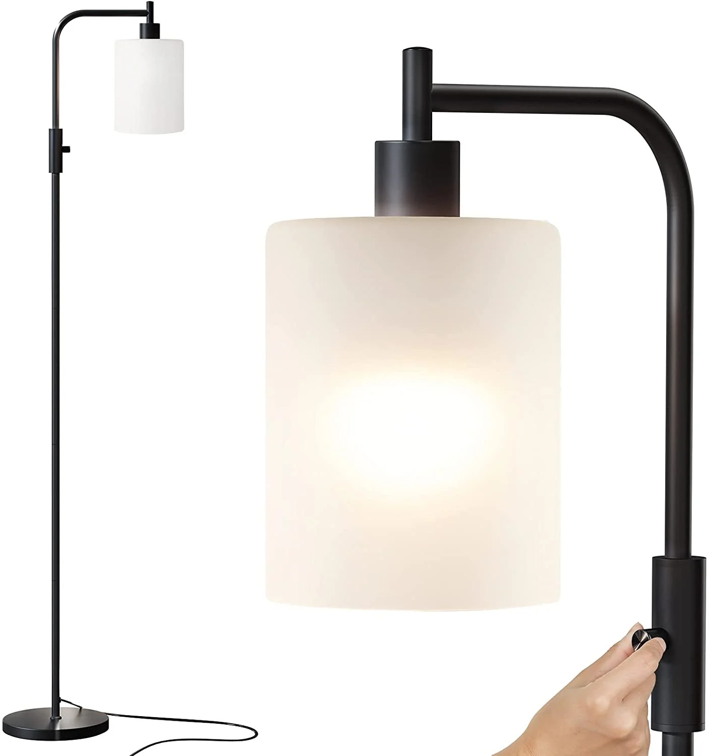 SUNMORY Industrial Floor Lamp, Modern Standing Lamp with 3-Way Dimmable LED Bulb and White Froste... | Walmart (US)