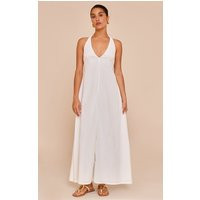 Petite White Woven Halterneck Extreme Flowy Maxi Dress | PrettyLittleThing US