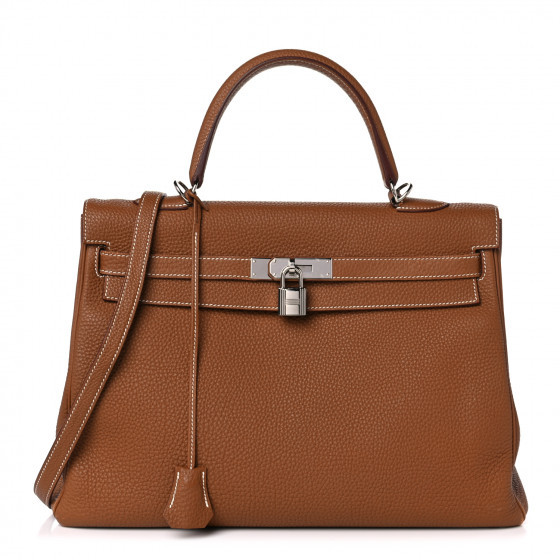 HERMES Togo Kelly Retourne 35 Gold | FASHIONPHILE (US)