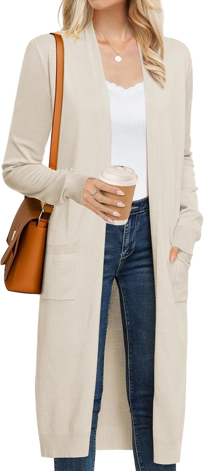 GRACE KARIN Women's 2026 Trendy Long Cardigans Sweater Lightweight Open Front Long Sleeve Maxi Du... | Amazon (US)