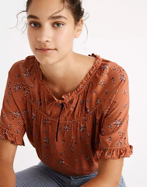Tie-Neck Peasant Top in Ginger Floral | Madewell