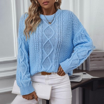 Women's Oversized Cable Knit Crewneck Sweaters | Target