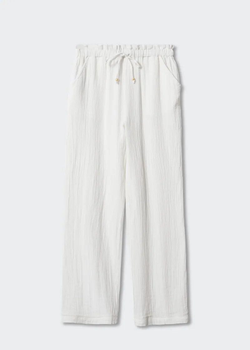 Bow textured trousers -  Women | Mango United Kingdom | MANGO (UK)