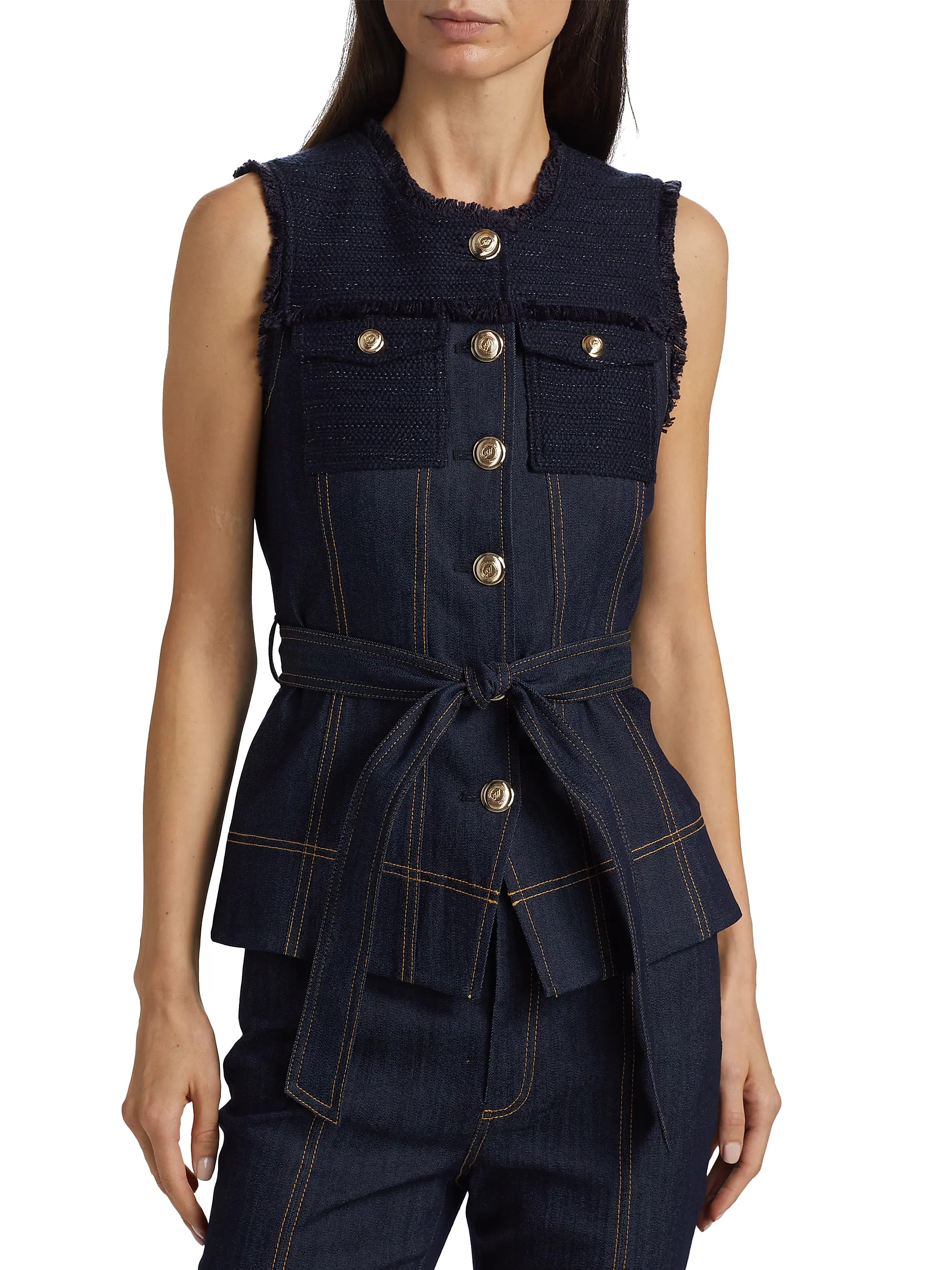 Reenee Braided Tweed Vest | Saks Fifth Avenue