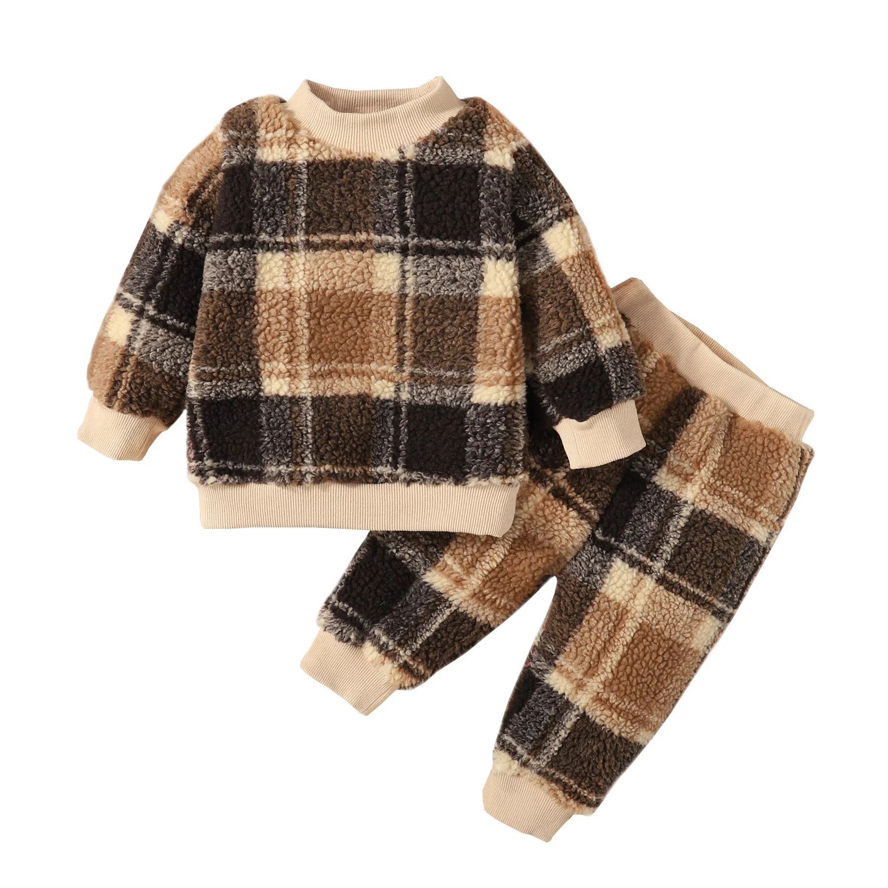 Toddler Baby Boys Clothes Baby Boys Outfits Long Sleeve Top Pants 2PCS Fall Winter Plaid Outfits ... | Walmart (US)