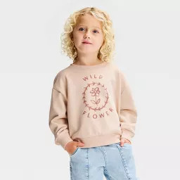 Toddler Girls' Juniper Shore Fleece Wild Flower Pullover Sweatshirt - Pink 18M | Target