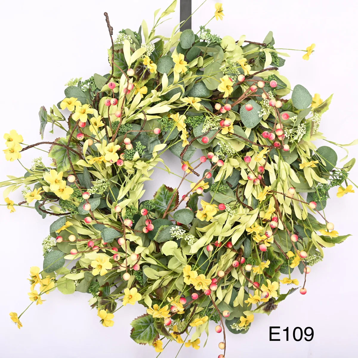 26" Spring Eucalyptus Daisy Berry Front Door Wreath | Wayfair North America