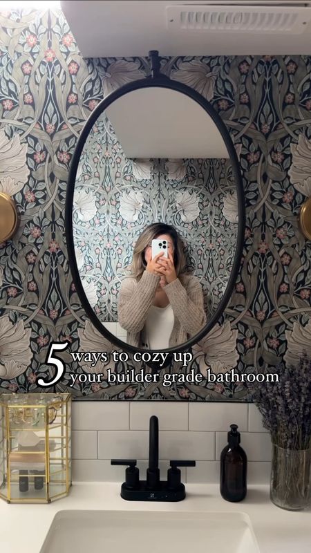 5 ways to cozy up your builder grade bathroom. Linking the wallpaper, fixtures, vanity, lighting and the mirror. And you’re in luck because some of these items are on sale on Wayfair!

#LTKVideo #LTKhome #LTKsalealert