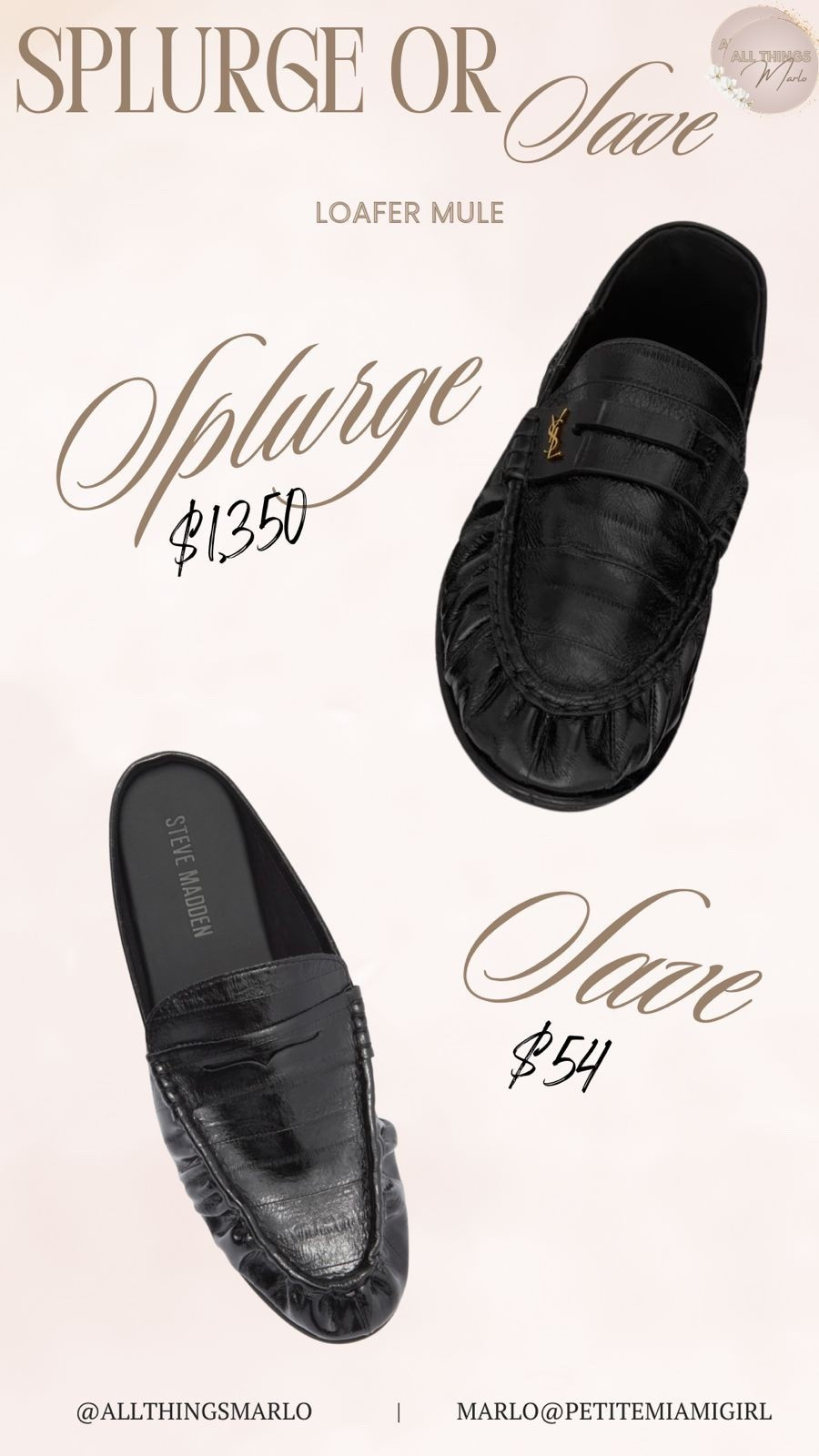 Very similar in style. I own the save pair and they run TTS and are soooo comfortable. #blackmules #splurgeorsave

#LTKOver40 #LTKPetite #LTKWorkwear