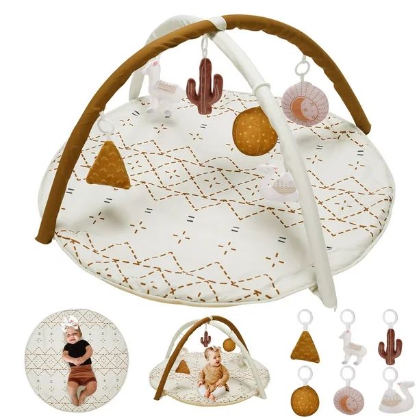 Baby Play Mat with 6 Featured Toys, Neutral Color Newborn Infant Activity Play Gym - Walmart.com | Walmart (US)