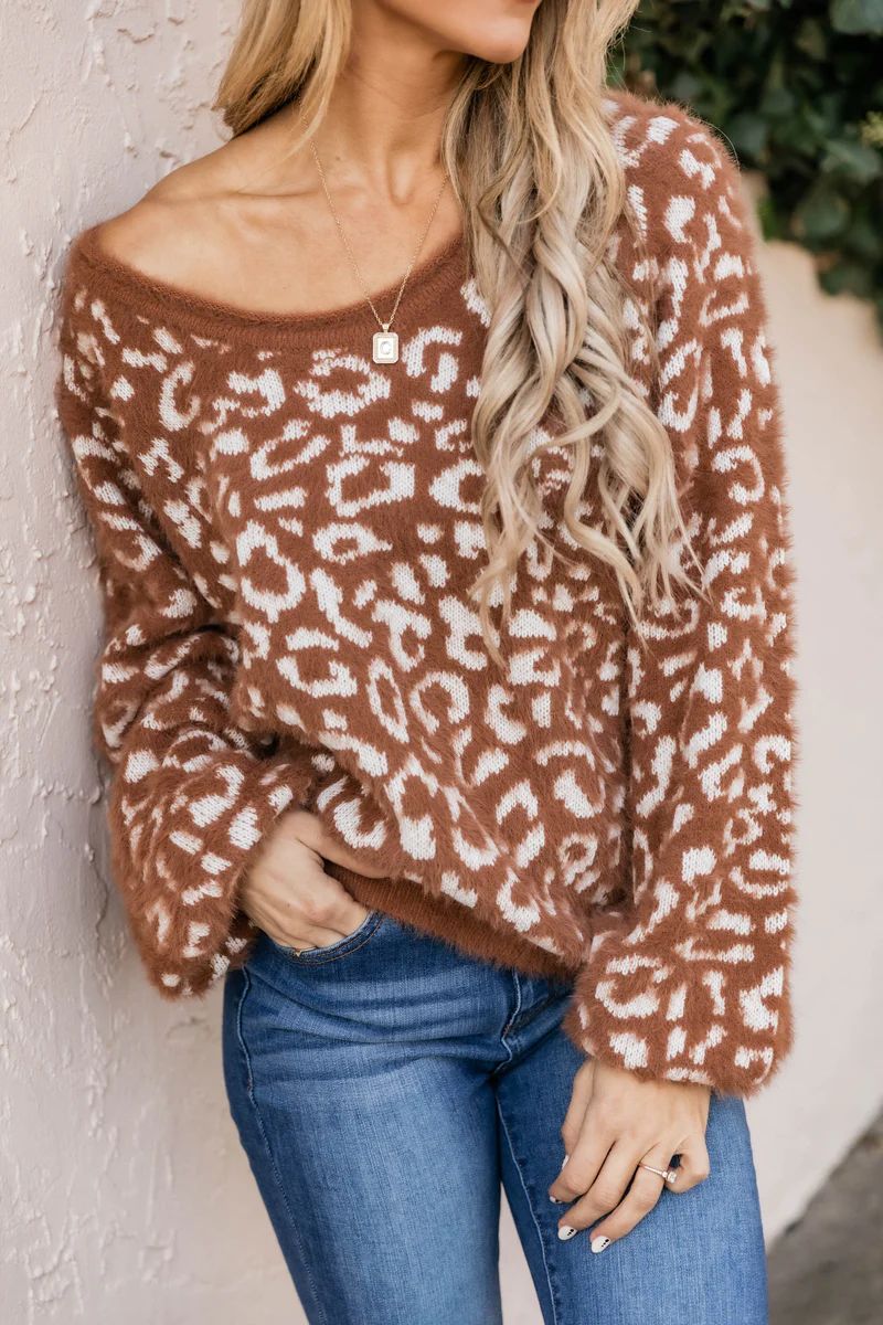 Time To Yourself Animal Print Brown Sweater FINAL SALE | The Pink Lily Boutique