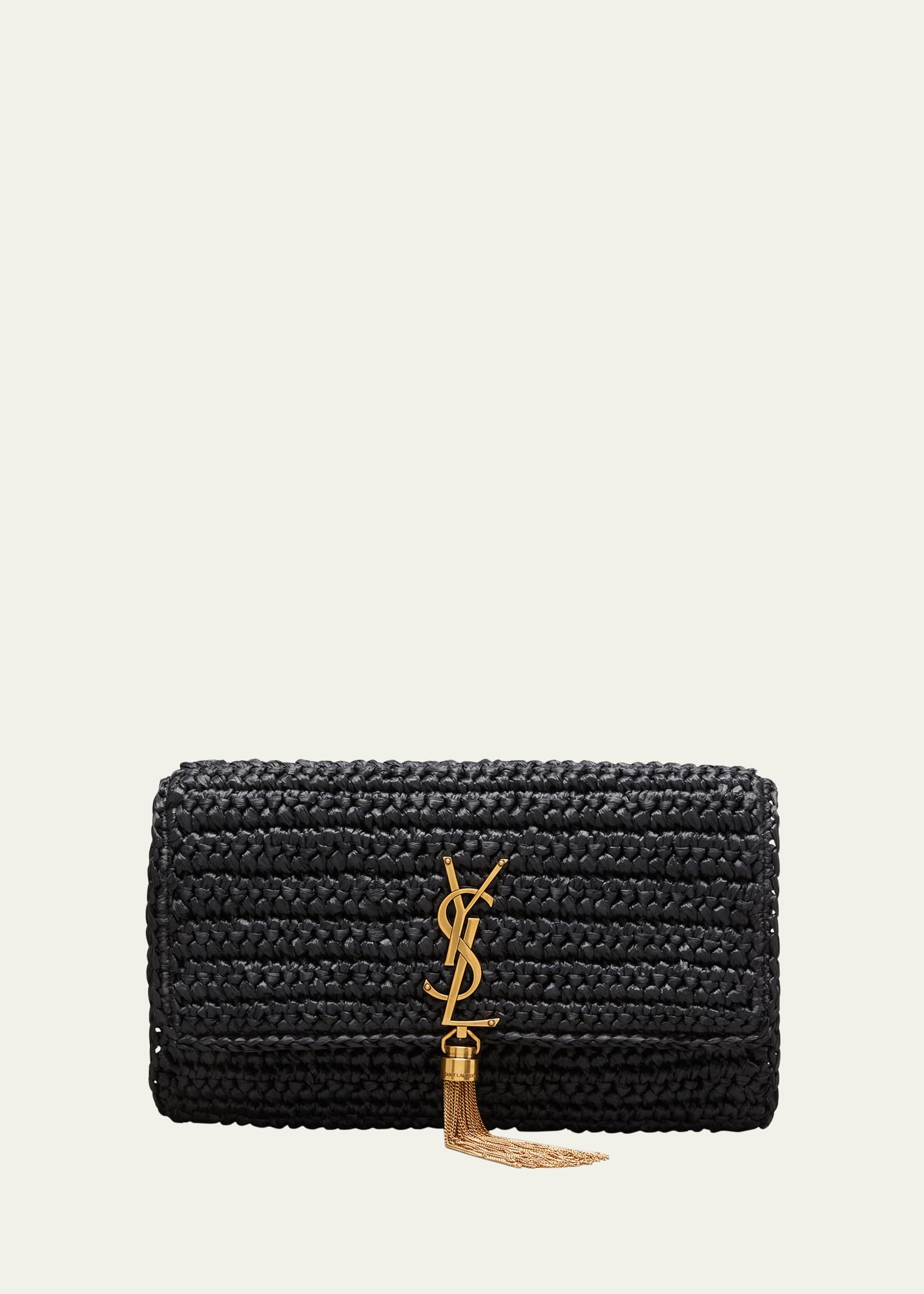 Saint Laurent Kate 99 YSL Tassel Shoulder Bag in Raffia | Bergdorf Goodman