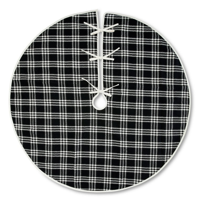 Black and White Plaid Christmas Tree Skirt, 48" Diameter, by Holiday Time | Walmart (US)