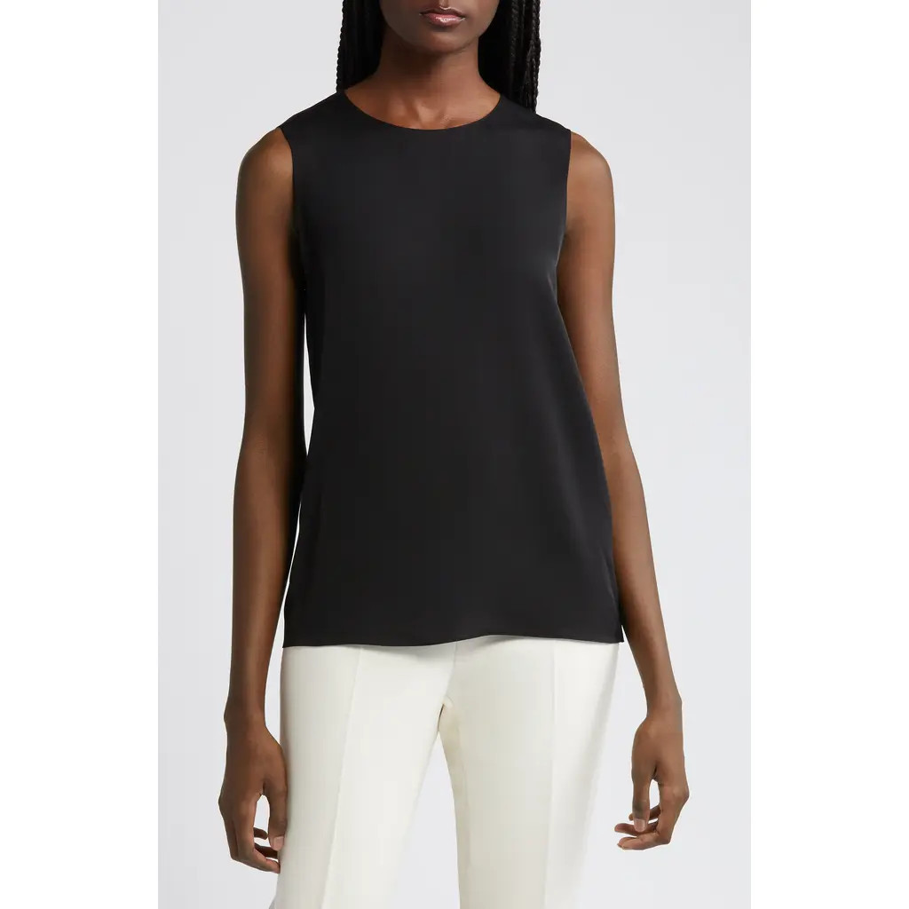 Theory Sleeveless Silk Blouse in Black at Nordstrom, Size Petite | Nordstrom