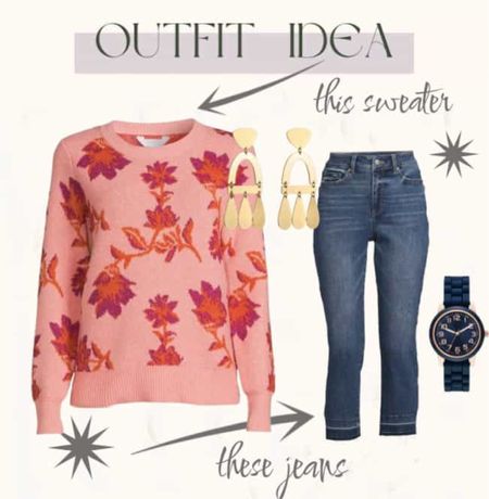 Here’s the cutest sweater for fall. Love the bright flowers – – it’s perfect with jeans and this cute blue watch.￼

#LTKstyletip #LTKunder50