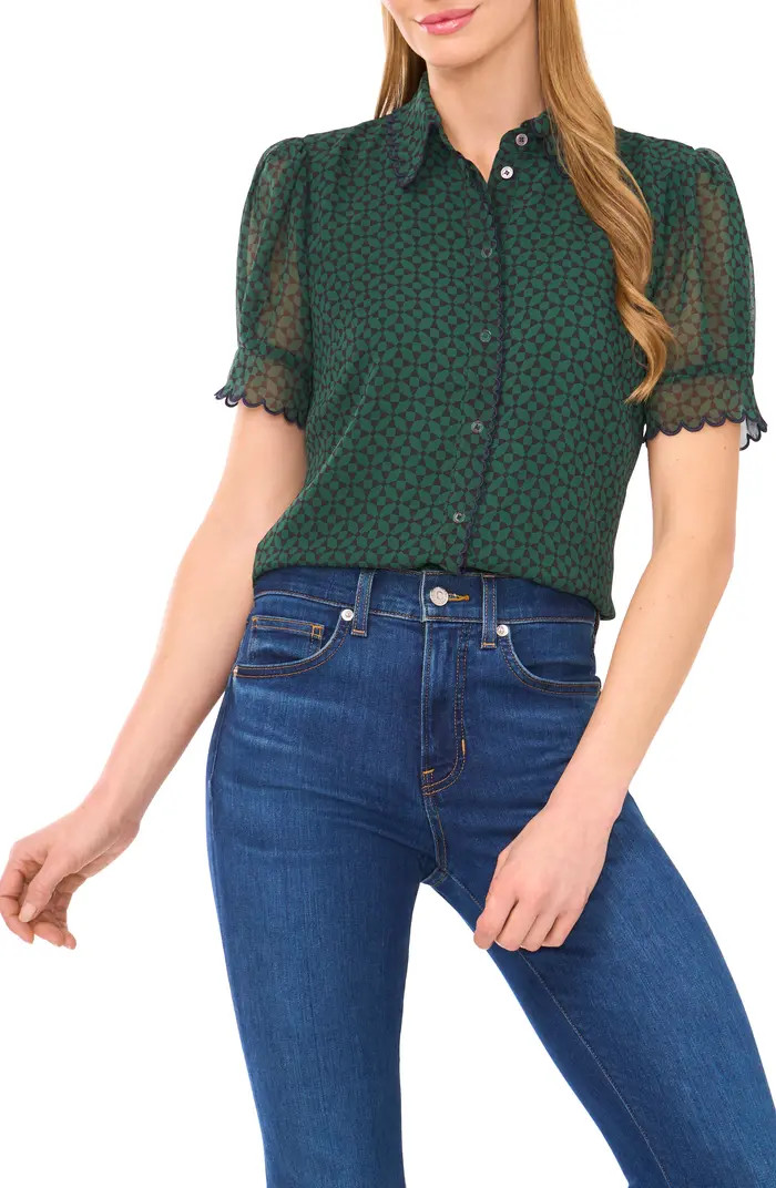 CeCe Print Scallop Shirt | Nordstrom | Nordstrom