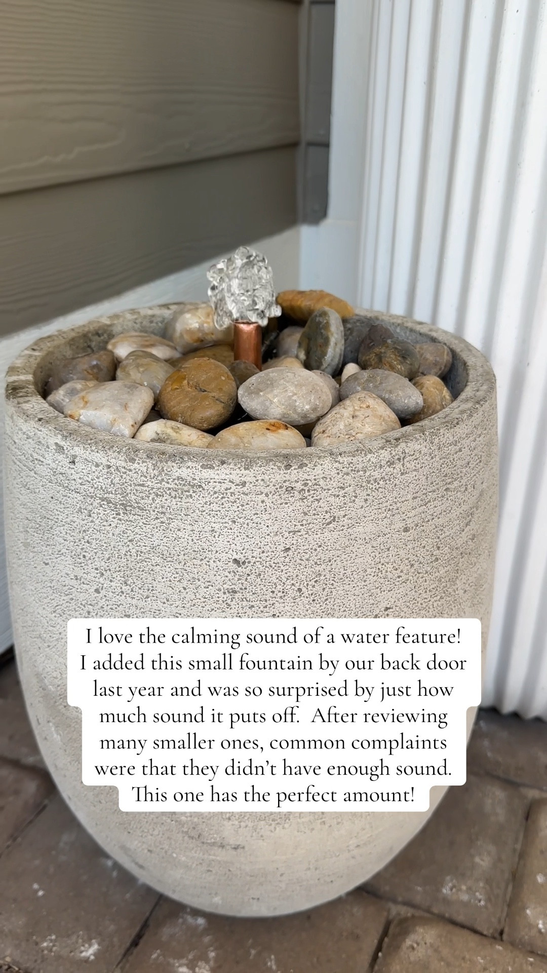 Are you looking to add some extra ambiance to your patio?  This fountain is small, yet puts off the perfect amount of relaxing sound that can be heard at a distance.  I read reviews on many smaller fountains and one of the complaints was that there wasn’t enough sound.  It was fairly easy to put together.  It is heavy and is made out of concrete.  More expensive than others, but highly recommended!

#LTKHome #LTKSaleAlert