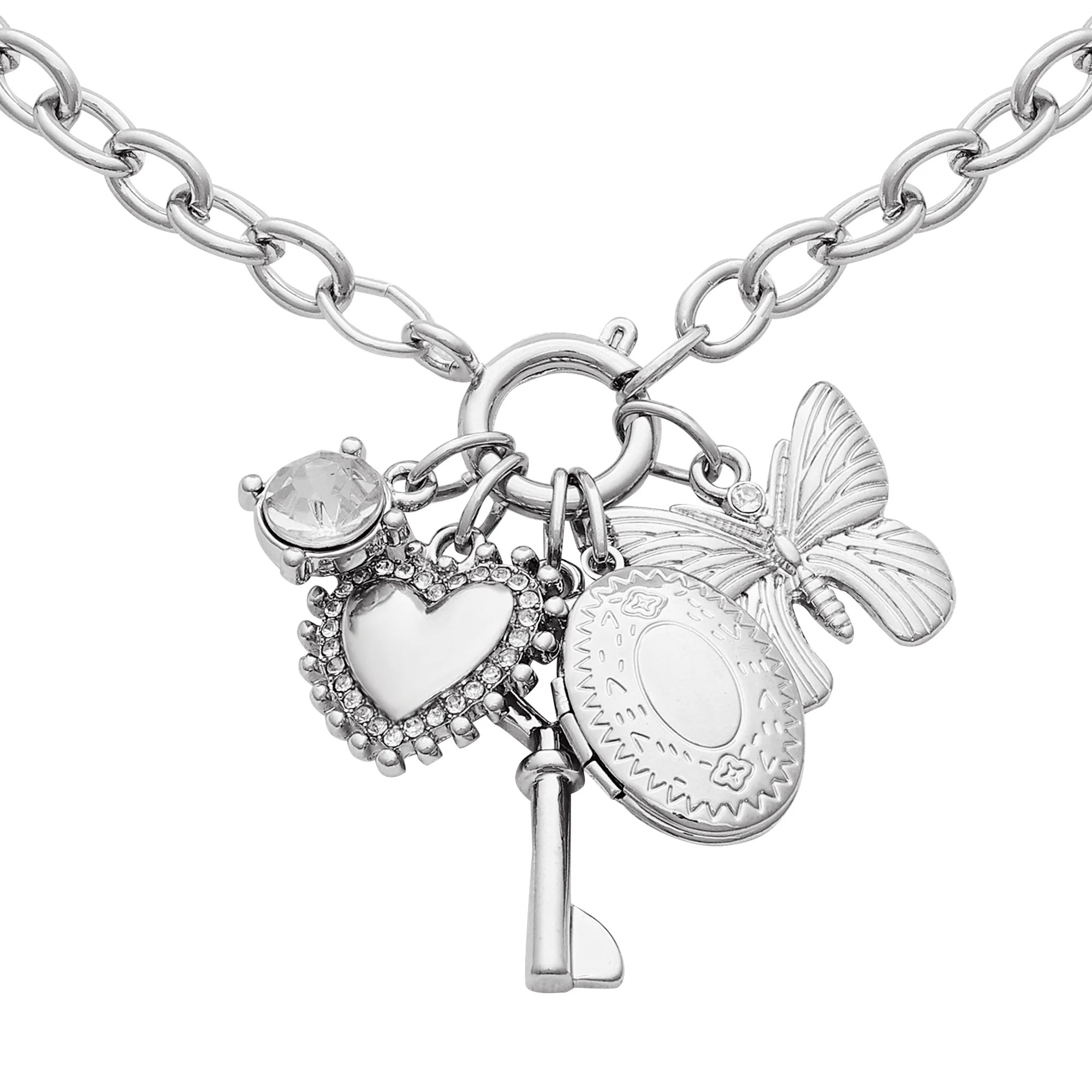 Time and Tru Women's Silver-Tone Interchangeable Locket Theme Charms Necklace. | Walmart (US)