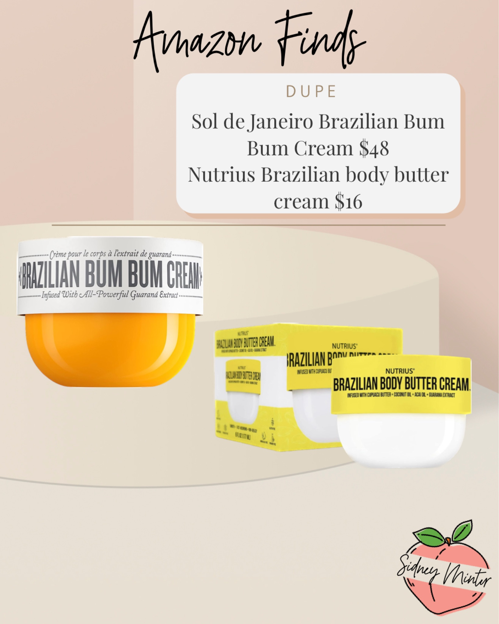 Another Amazon affordable alternative for the win!! I’m loyal to Sol de Janeiro, but I felt way less guilty spending $16 rather than $48😅 Ingredients are very similar, however the smell isn’t quite as strong as the original, but I can’t complain! 

#LTKunder50 #LTKbeauty #LTKFind