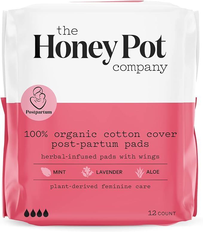 The Honey Pot Company - Herbal Postpartum Pads w/Wings - Full Coverage -Infused w/Essential Oils ... | Amazon (US)