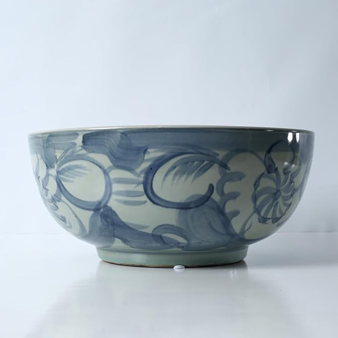 Artissance Approx. 16" Wide Blue and White Bowl with Flower Motif | Amazon (US)