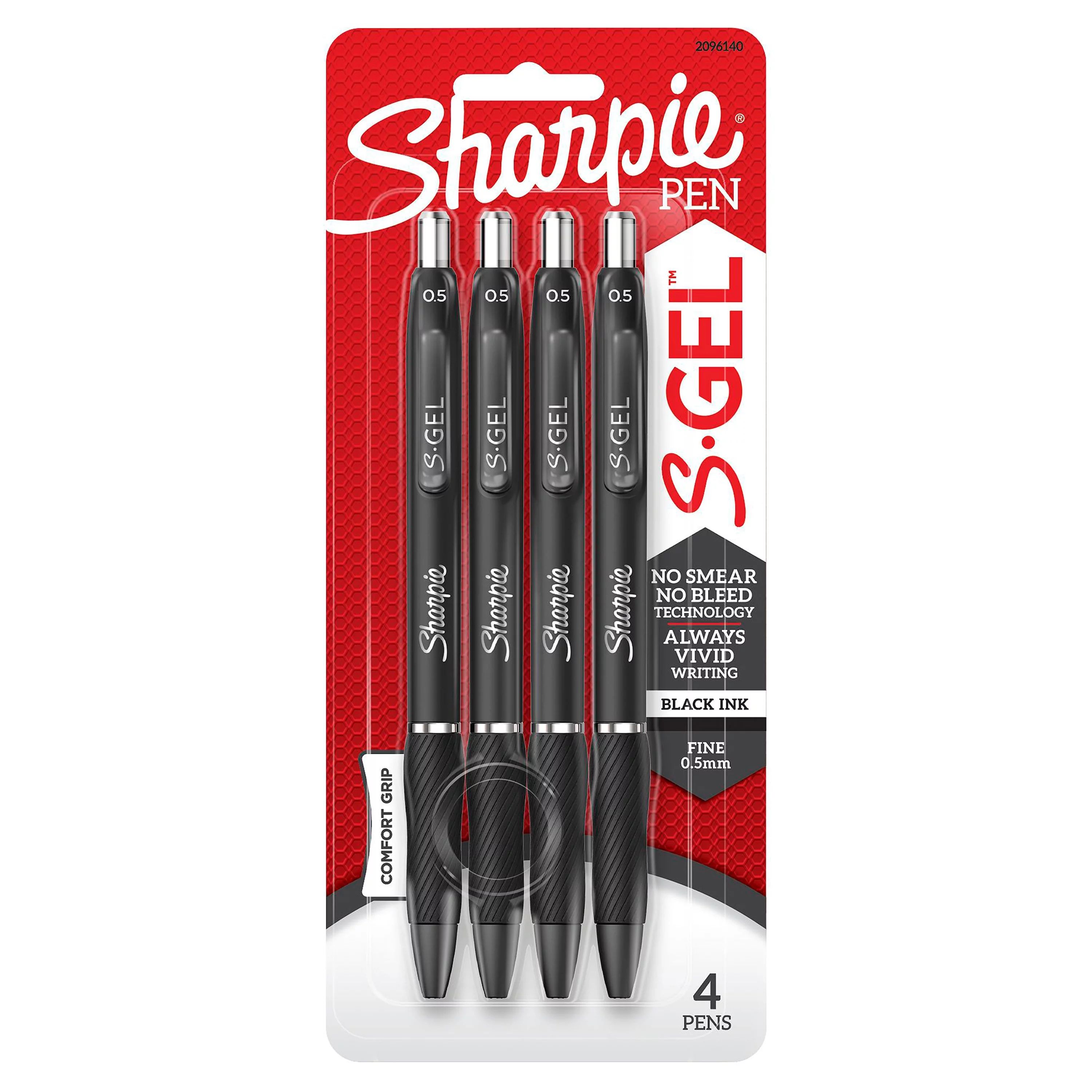 Sharpie S-Gel Gel Pens, Fine Point (0.5mm), Black Ink, 4 Count | Walmart (US)