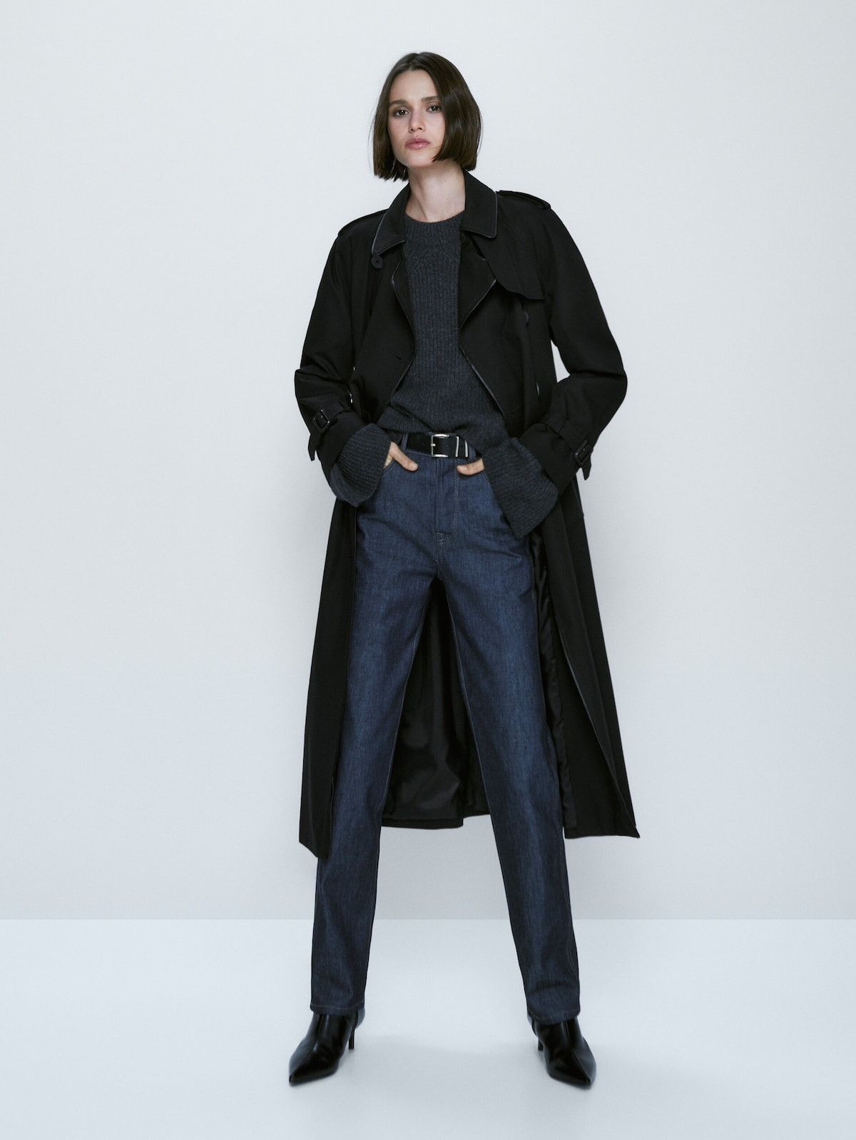 Trench coat with trim detail | Massimo Dutti (US)