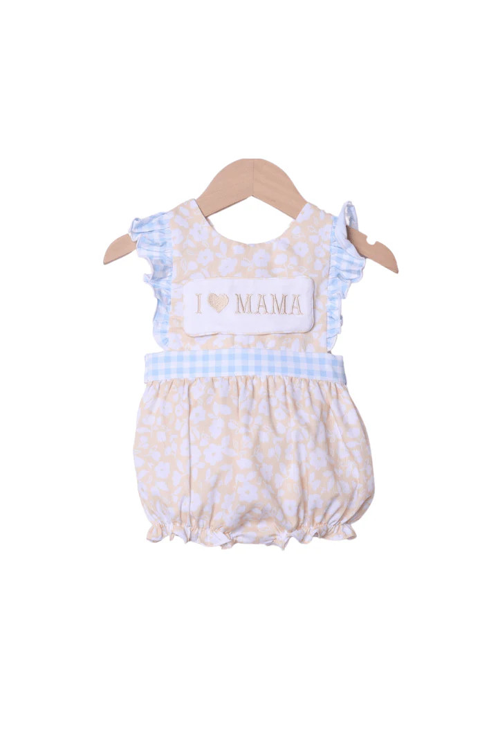 I Love Mama/Daddy Interchangeable Yellow Floral Bubble | The Smocked Flamingo