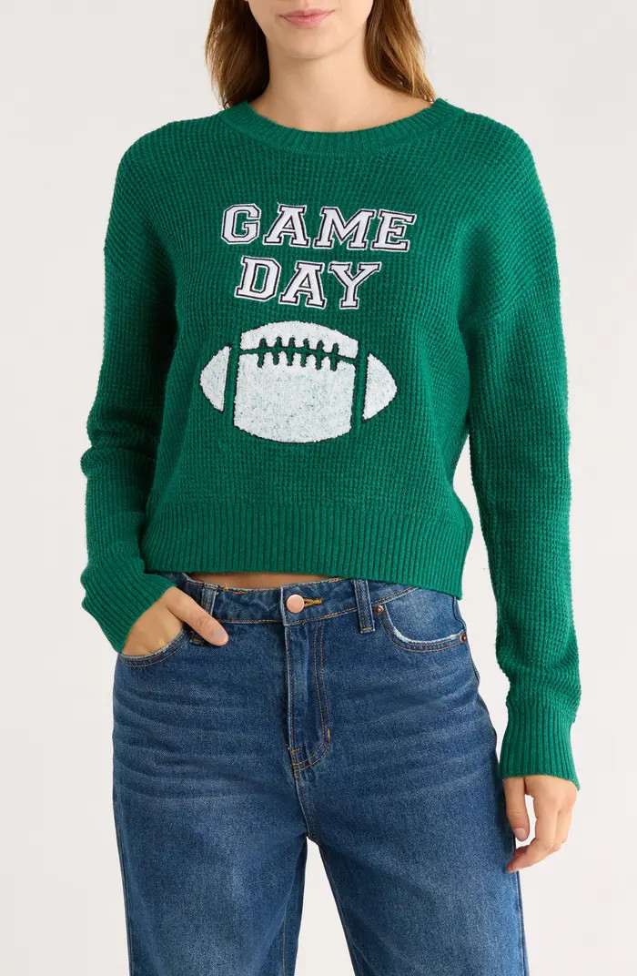 Madden Girl Game Day Embroidered Sweater | Nordstromrack | Nordstrom Rack