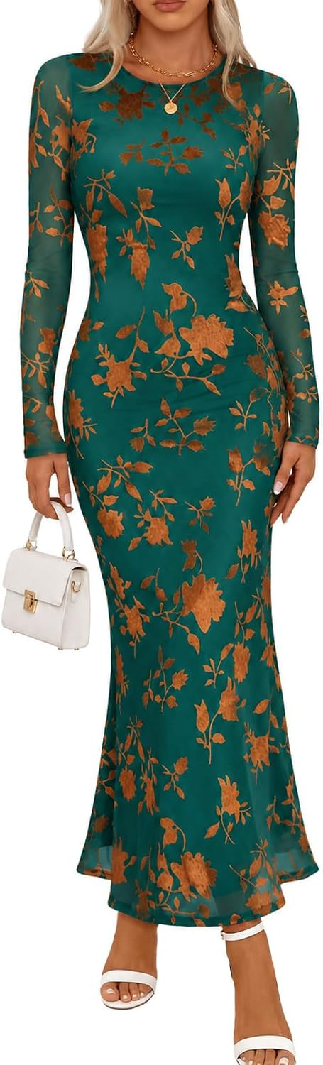 MEROKEETY Womens Fall Velvet Formal Wedding Guest Maxi Dress | Amazon (US)