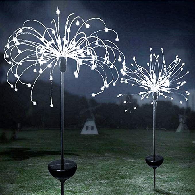 Round Solar Fireworks Lights Outdoor Waterproof Wedding Garden Footpath Christmas Decorations Par... | Amazon (US)